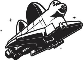 Lunar Launcher Rocket Design in Black Interstellar Explorer Black Icon of Rocket in Space vector