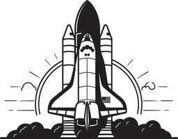 Stellar Soarer Black of Rocket Ship Lunar Launcher Rocket Design in Black vector