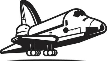 Astral Adventurer Rocket Design in Black Orbit Observer Black Icon of Rocket Ship vector