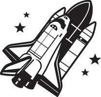 Shadowed Shuttle Black Icon of Space Rocket Obsidian Orbiter Rocket Sketch in Black vector