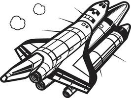 Orbit Observer Black Icon of Spacecraft Universe Voyager Rocket Sketch in Noir vector
