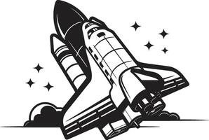 Obsidian Orbiter Black of Rocket Craft Cosmic Cruiser Rocket Design in Black vector