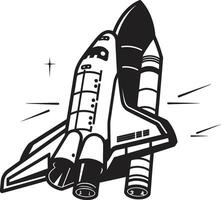 Midnight Spacecraft Black Icon of Space Rocket Shadowed Shuttle Rocket Sketch in Noir vector