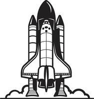 Stellar Soarer Black Icon of Rocket Ship Lunar Launcher Rocket Sketch in Black vector