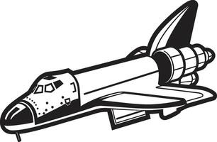 Solar Sentinel Black Icon of Spacecraft Astral Adventurer Rocket Sketch in Black vector