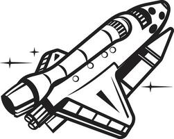 Celestial Conqueror Rocket Design in Noir Stellar Soarer Black Icon of Rocket Ship vector