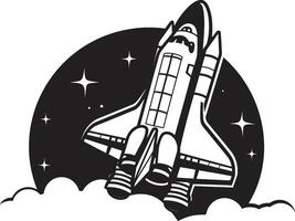 Lunar Launcher Black of Space Rocket Interstellar Explorer Rocket Design in Black vector