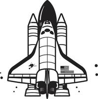 Universe Voyager Rocket Design in Noir Midnight Spacecraft Black Icon of Rocket Craft vector
