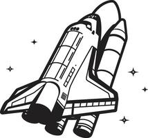 Astral Adventurer Rocket Sketch in Black Orbit Observer Black of Rocket in Space vector
