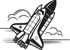 Galactic Guardian Rocket Sketch in Noir Solar Sentinel Black of Rocket Ship vector