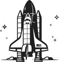 Shadowed Shuttle Rocket Sketch in Noir Obsidian Orbiter Black of Spacecraft vector