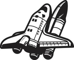 Obsidian Orbiter Black Icon of Rocket Craft Cosmic Cruiser Rocket Sketch in Black vector