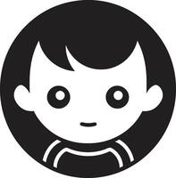 Tiny Tots Toddler Face Design in Black Cutie Pie Black Icon of Toddlers Face vector