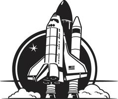 Obsidian Orbiter Rocket Sketch in Black Cosmic Cruiser Black of Rocket Craft vector