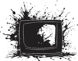 Shattered Signals Graphic of Smashed TV Screen Broken Broadcast Black Element of Shattered Television Design vector