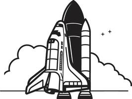 Cosmic Cruiser Rocket Sketch in Noir Lunar Launcher Black of Rocket Ship vector