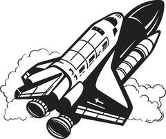 Solar Sentinel Black Icon of Spacecraft Astral Adventurer Rocket Sketch in Black vector