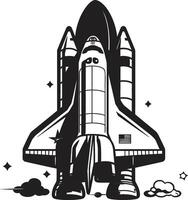 Interstellar Explorer Black Icon of Space Rocket Galactic Guardian Rocket Sketch in Noir vector
