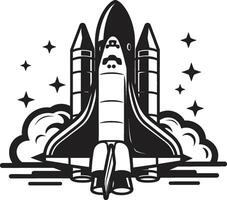 Galactic Guardian Icon Design of Space Rocket Lunar Launcher Silhouette Black Graphic of Spacecraft vector
