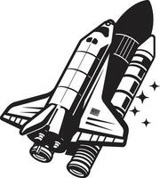 Obsidian Orbiter Rocket Sketch in Black Cosmic Cruiser Black of Spacecraft Icon vector