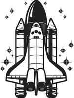 Lunar Launcher Rocket Design in Noir Interstellar Explorer Black Icon of Rocket Craft vector