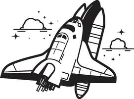 Astral Adventurer Black Icon of Space Rocket Orbit Observer Rocket Sketch in Black vector