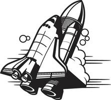 Interstellar Explorer Rocket Design in Noir Nebula Navigator Black Icon of Rocket Craft vector