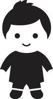 Precious Poppet Black Icon of Toddler Face Tiny Titan Toddler Face in Black vector