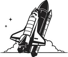 Interstellar Explorer Black Icon of Rocket in Space Galactic Guardian Rocket Sketch in Noir vector