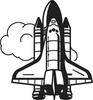 Galactic Guardian Rocket Sketch in Noir Solar Sentinel Black of Spacecraft vector