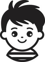 Cutie Pie Black Icon of Toddlers Face Cuddly Kid Design of Toddler Face in Black vector