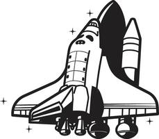 Galactic Guardian Black Icon of Space Rocket Solar Sentinel Rocket Sketch in Black vector