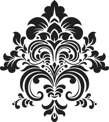 Retro Romance Black Vintage Floral Icon Timeless Tulips Vintage Floral Element in Black