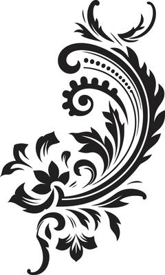 Nostalgic Nouveau Design of Vintage Florals in Black Noir Nectar Black Vintage Floral Icon
