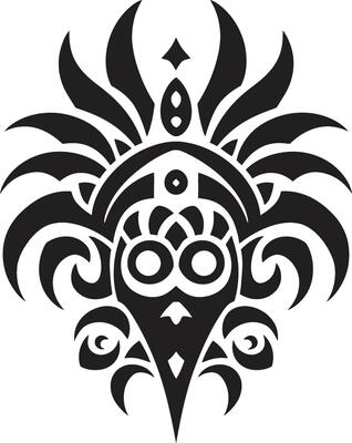 Tribal Twilight Tattoo Design with Black Elements Silhouette Symbols Black Icon of Tribal Ink