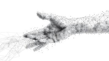 A hand reaching for an object in black and white photo