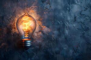 A close up of a light bulb on a dark background photo