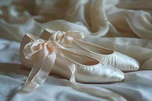 Two pairs of white shoes with bows on them photo
