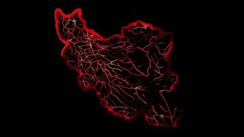 Neon frame effect map of Iran , glow, black background. video
