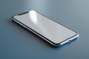 A close up of a cell phone on a table photo