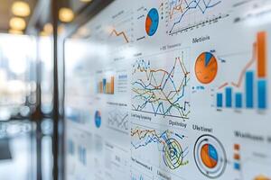 A close up of a large poster with graphs on it photo