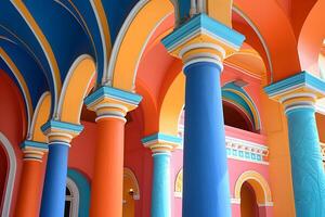 Colorful columns and arches in a vibrant building photo
