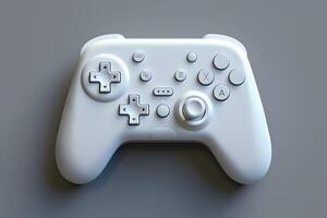 A white game controller on a gray surface photo