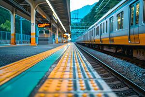 A train waiting on the railway platform photo