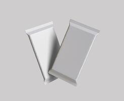 Protein bar packaging white color and foil texture realistic shadow for mockup collection on gray background rendering 3D illustration photo