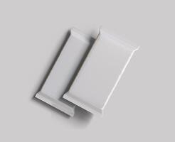 Protein bar packaging white color and foil texture realistic shadow for mockup collection on gray background rendering 3D illustration photo