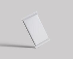 Protein bar packaging white color and foil texture realistic shadow for mockup collection on gray background rendering 3D illustration photo