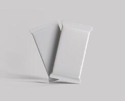 Protein bar packaging white color and foil texture realistic shadow for mockup collection on gray background rendering 3D illustration photo