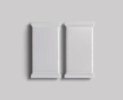 Protein bar packaging white color and foil texture realistic shadow for mockup collection on gray background rendering 3D illustration photo