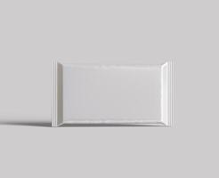 Protein bar packaging white color and foil texture realistic shadow for mockup collection on gray background rendering 3D illustration photo